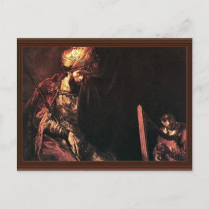 David spielt die Harfe vor Saul. Postkarte
