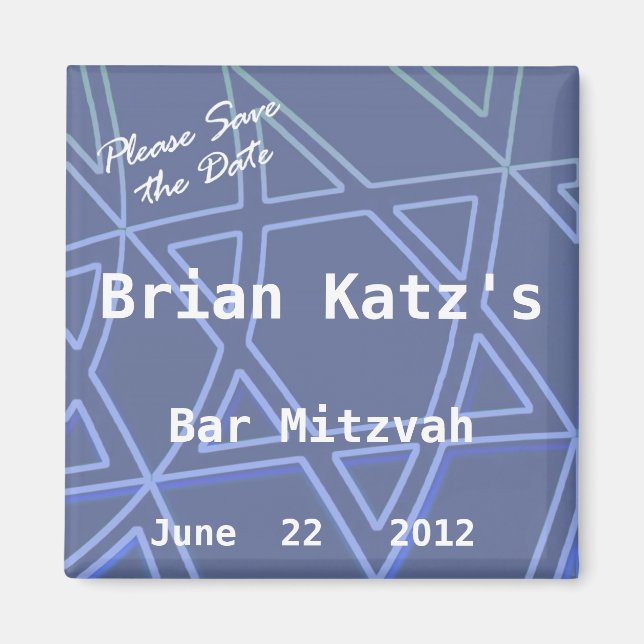 David Star Bitte Save the Date Bar Mitzvah Magnet (Vorne)