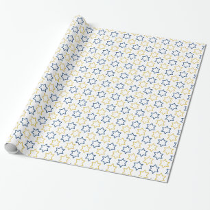 David Star Blaugelbes Muster Geschenkpapier