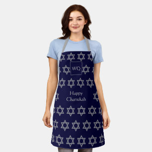 David Star   HAPPY CHANUKAH   Monogram Blue Schürze