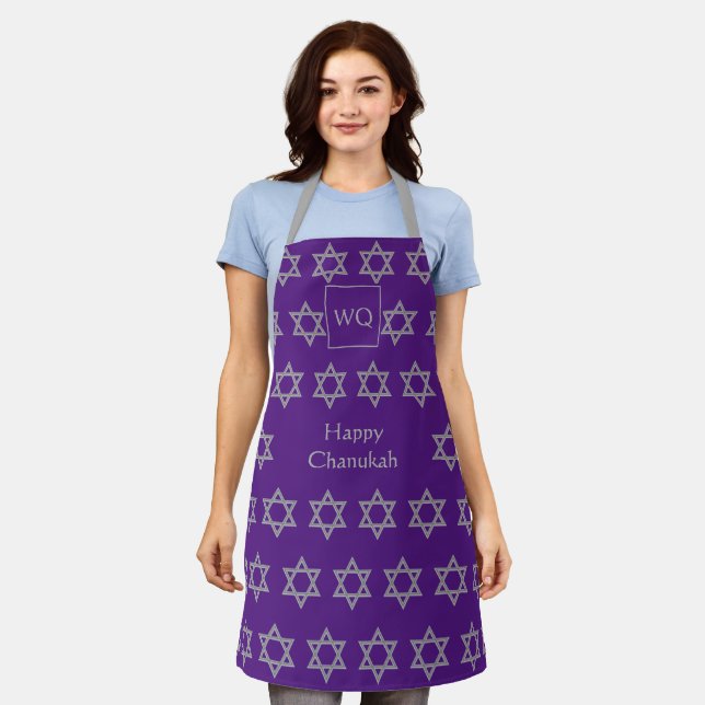 David Star | HAPPY CHANUKAH | Monogramm Lila Schürze (Getragen)