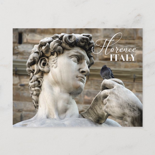 David Statue und Taube Postkarte (Vorderseite)