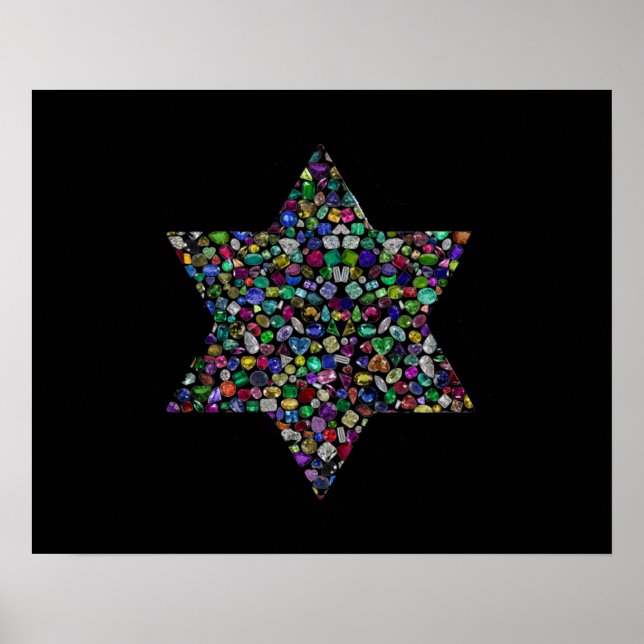 David-Stern aus Edelsteinen in allen Farben Poster (Vorne)