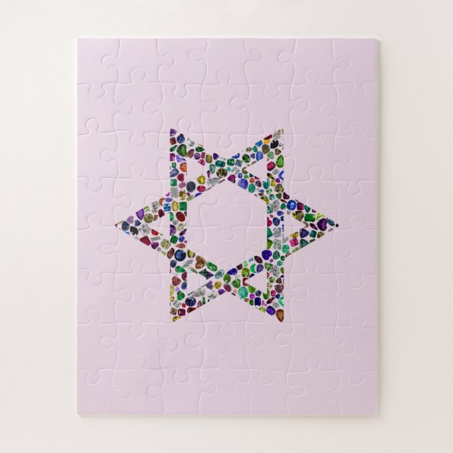 David-Stern aus Edelsteinen in allen Farben Puzzle (Vertikal)