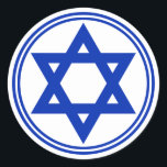 David Sticker<br><div class="desc">Rundaufkleber mit einem Bild eines königsblauen David-Sterns und einem doppelten königsblauen Rand auf weiß. Siehe dazu passende Aufkleber,  Konfetti,  Etikett und Packpapier. Die gesamte Hanukkah Sticker Kollektion finden Sie unter CARDS & STICKERS Kategorie im HOLIDAYS Bereich.</div>