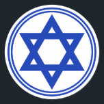 David Sticker<br><div class="desc">Rundaufkleber mit einem Bild eines königsblauen David-Sterns und einem doppelten königsblauen Rand auf weiß. Siehe dazu passende Aufkleber, Konfetti, Etikett und Packpapier. Die gesamte Hanukkah Sticker Kollektion finden Sie unter CARDS & STICKERS Kategorie im HOLIDAYS Bereich.</div>