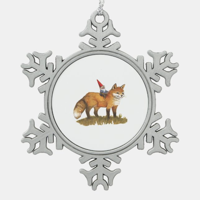 David The Gnome Woodland Forest Friends Schneeflocken Zinn-Ornament (Vorderseite)