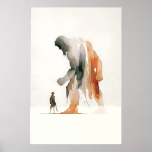 David und Goliath Aquarell Bibel-Geschichten-Kunst Poster