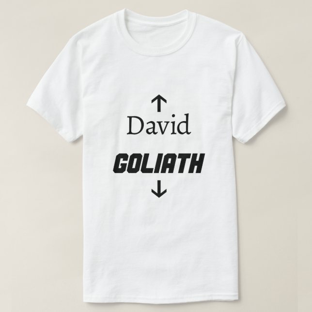 David und Goliath Funny Shirt (Design vorne)
