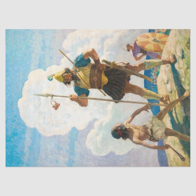 David und Goliath von Newell Convers Wyeth Seidenpapier (Vorderseite)