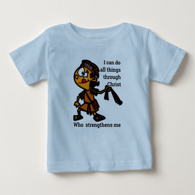David with Slingshot Bible Story Hero Character Baby T-shirt (Vorderseite)