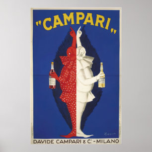 Davide Campari Clowns Rot und Weiß Vintage Poster