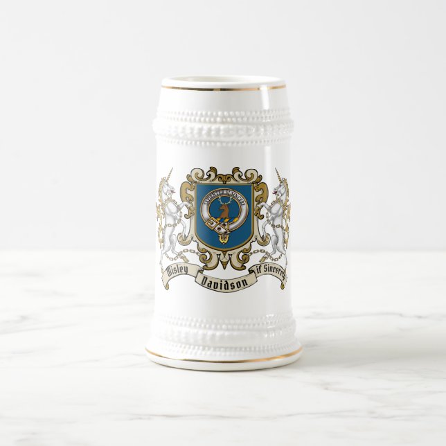 Davidson-Clan-Abzeichen & Einhorn Bierglas (Mittel)