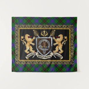Davidson Clan Abzeichen & Motto w/Lions Wandteppich