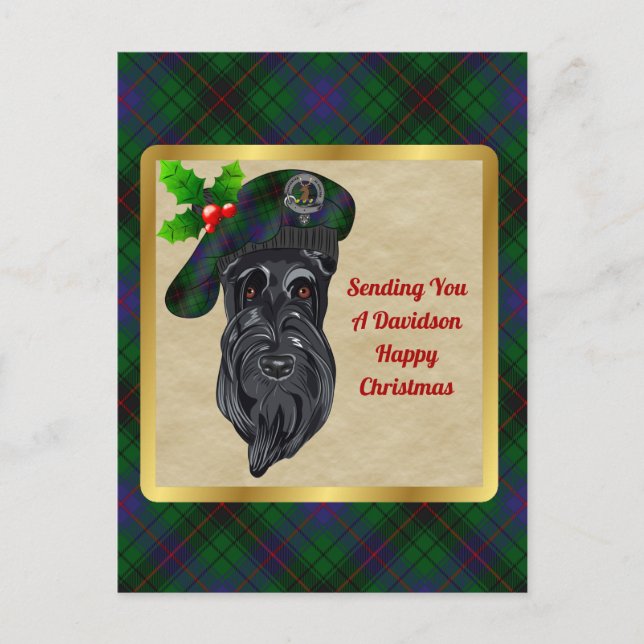 Davidson Clan Abzeichen & Tartan Christmas Postcar Postkarte (Vorderseite)