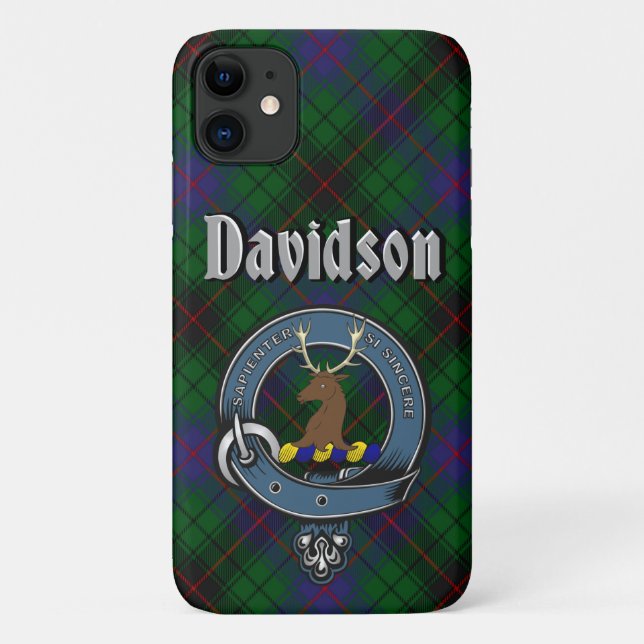 Davidson Clan Abzeichen & Tartan Phone Case (Rückseite)