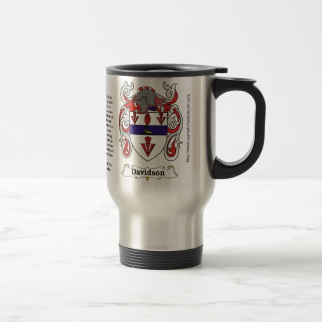 Davidson-Familien-Wappen auf einer Reise-Tasse Reisebecher (Rechts)