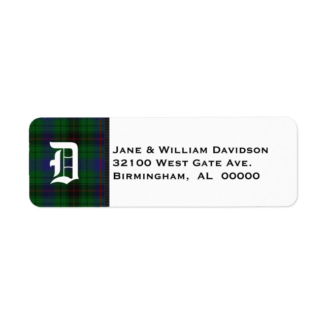 Davidson Tartan Kariert Monogram Address Labels (Vorne)