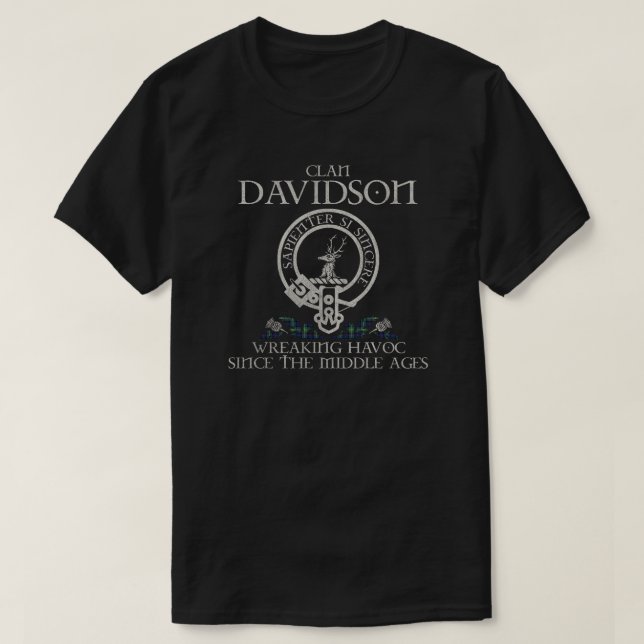 Davidson von Tulloch Clan Wappen Schottischer Nach T-Shirt (Design vorne)