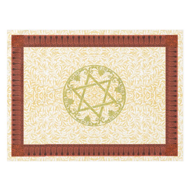 Davidsstern Blumen-Grenze Tischdecke (Vorderseite (Horizontal))