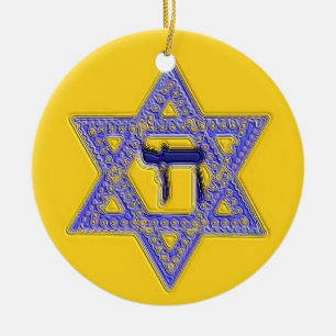 Davidsstern Chai jüdische religiöse Verzierung Keramik Ornament
