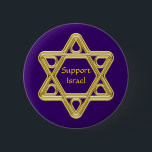 Davidsstern Gold Button<br><div class="desc">Zeigen Sie Ihren Stolz in Ihrem jüdischen Erbe und in Ihrer Unterstützung von Israel mit diesem stilisierten Davidsstern Goldentwurf. Dieser Entwurf ist addieren Ihre eigene Hintergrundfarbe und ändern den Text völlig kundengerecht.</div>
