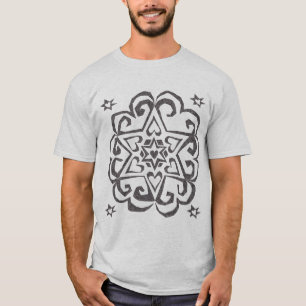 Davidsstern Herz-Mandala-Dunkelheits-Tinte T-Shirt