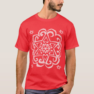 Davidsstern Herz-Mandala-Weiß-Tinte T-Shirt