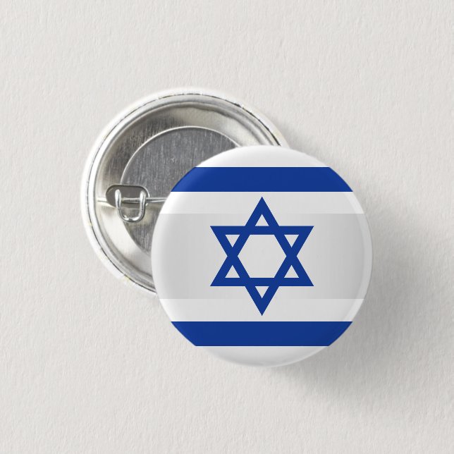 Davidsstern Israelische Flaggen-weißes Blau Button (Vorne & Hinten)
