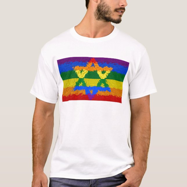 Davidsstern - Jüdisch - Gay Pride T-Shirt (Vorderseite)