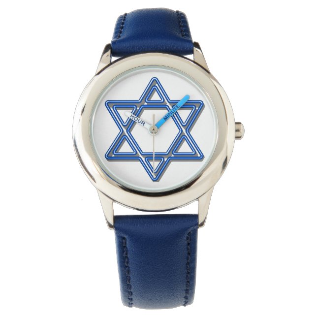 Davidstern Blau  Armbanduhr (Vorderseite)
