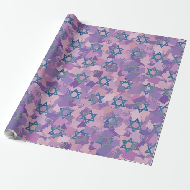 Davidstern Chanukka Geschenkpapier (Ungerollt)