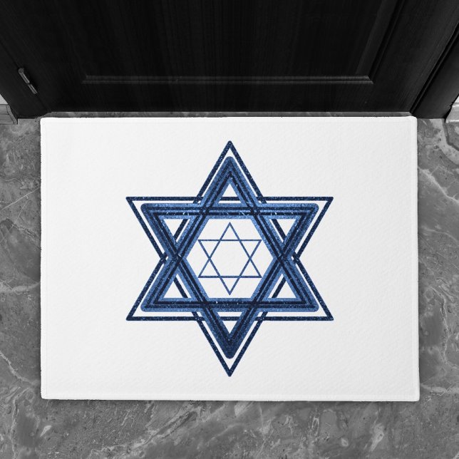 Davidstern | Classic Blue Modern Minimalistisch Fußmatte (Von Creator hochgeladen)