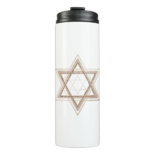 Davidstern Elegantes Gold und Weiß modern Thermosbecher