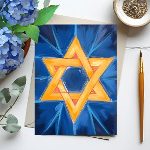 Davidstern Hanukkah Blau Aquarell Feiertagskarte