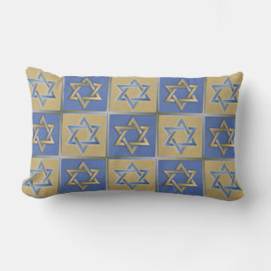 Davidstern Judaica Metall Gold Blau Kissen