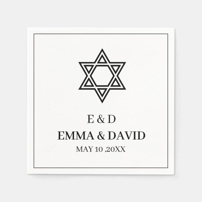 Davidstern Minimale jüdische Hochzeitsserviette Serviette (Vorderseite)