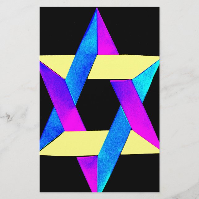 Davidstern Multicolor Spaß Briefpapier (Vorderseite)