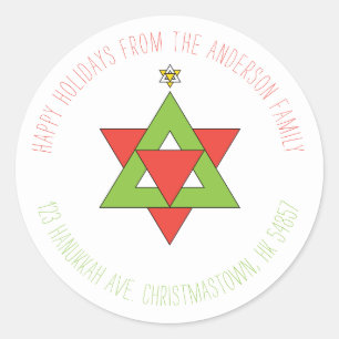 Davidstern-Weihnachtsbaum Runder Aufkleber