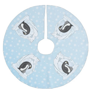 Davin und Annie the Penguins Tree Skirt Polyester Weihnachtsbaumdecke