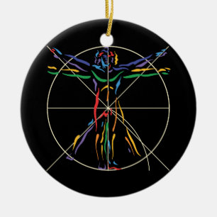 DaVinci Anatomie-Mann in Chakra Farben Keramikornament