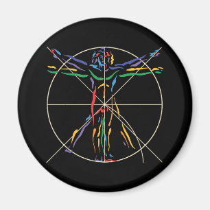 DaVinci Anatomy Man in Chakra Farben Magnet