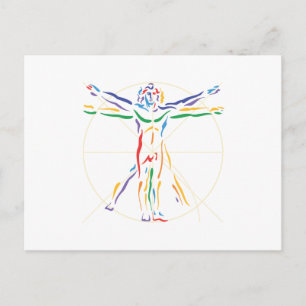 DaVinci Anatomy Man in Chakra Farben Postkarte