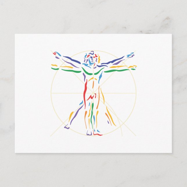 DaVinci Anatomy Man in Chakra Farben Postkarte (Vorderseite)