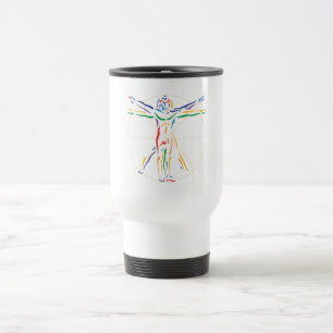 DaVinci Anatomy Man in Chakra Farben Reisebecher