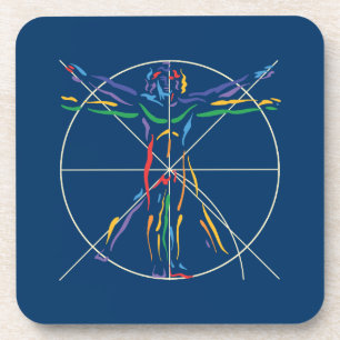 DaVinci Anatomy Man in Chakra Farben Untersetzer