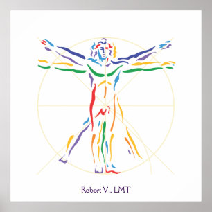 DaVinci Vitruvian Man Chakra Farben Poster