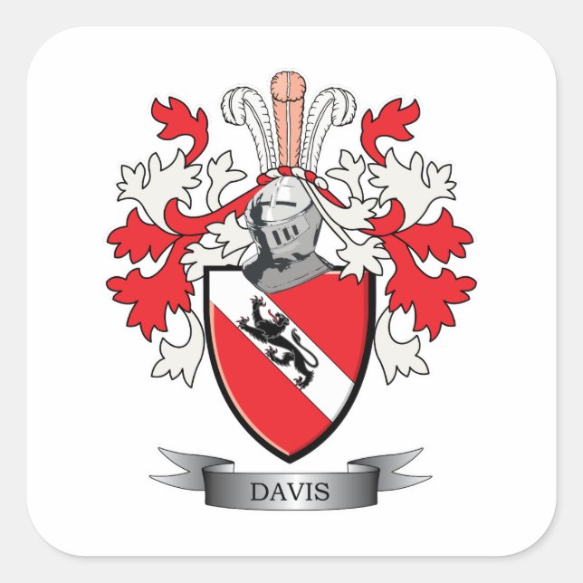 Davis Coat of Arms Quadratischer Aufkleber (Vorderseite)
