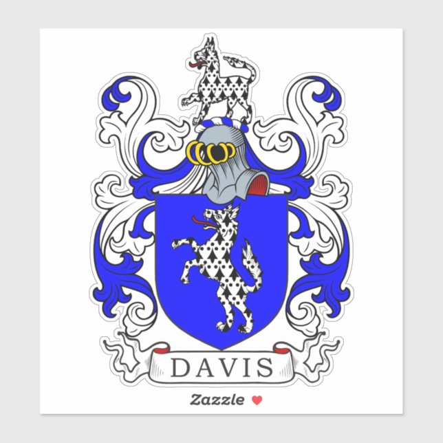 Davis Familienwappen Aufkleber (Blatt)