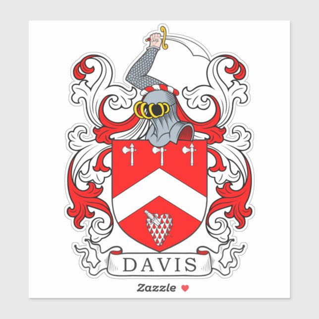 Davis Familienwappen Aufkleber (Blatt)